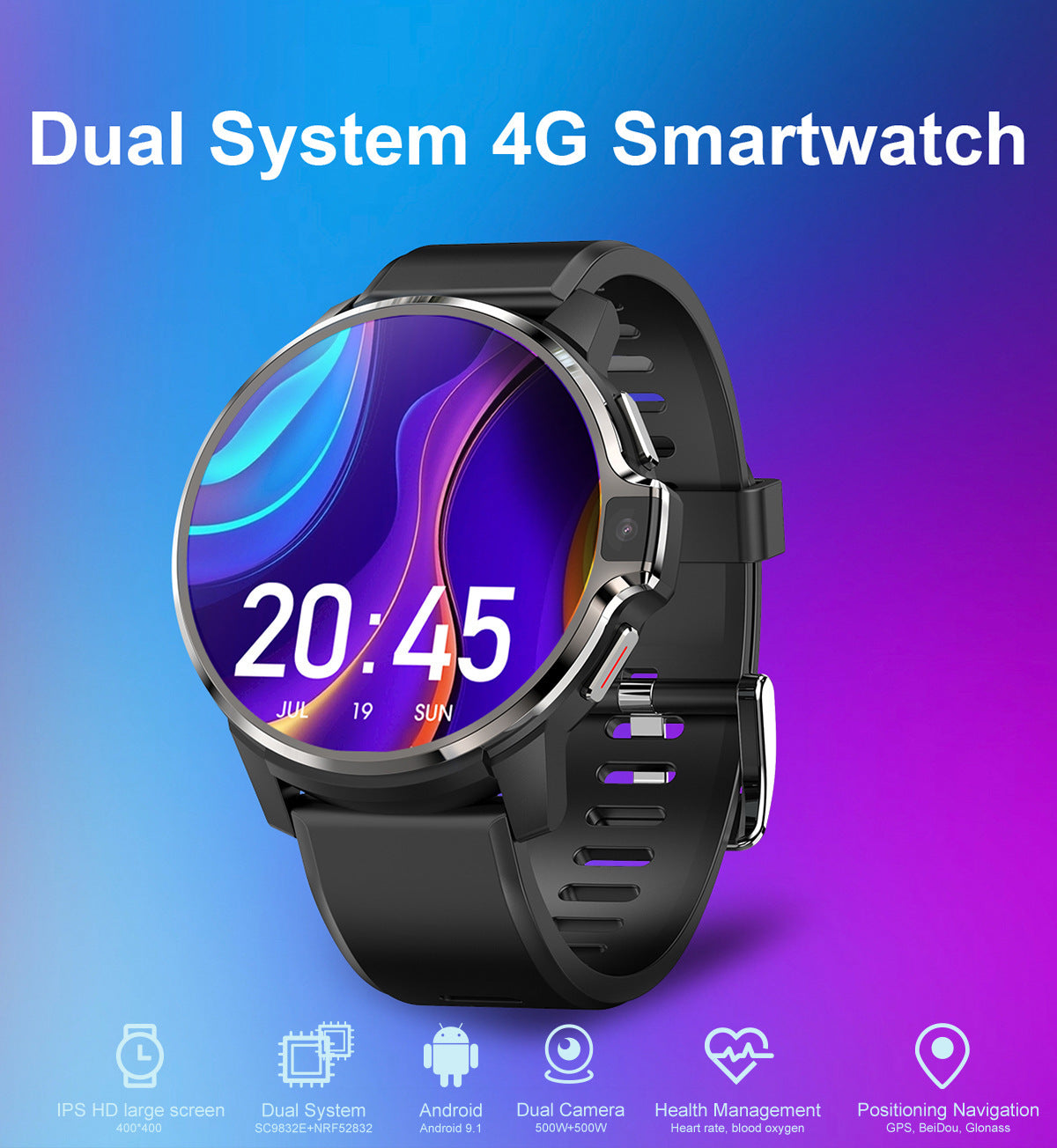 Call Location Heart Rate Large Screen Dual System 4G Smart Watch
 
 Product Information：
 
 


 Screen size: 1.6 inches
 
 Interface: Magnetic charging
 
 Camera: 5 million
 
 Body memory: 1+16G, 4+64G, 4+128G
 
 Screen material:JewelryShoparamas.comCall Location Heart Rate Large Screen Dual System 4G Smart Watch