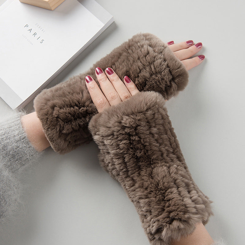 Sweet Warm And Thickened Rex Rabbit Fur Gloves
 Product information:
 
 Fabric name: rabbit fur
 
 Color: red, khaki, black, white, nude pink, beige, gray, flower blue, purple blue, flower yellow pink, dark browClothing & Apparel for WomenShoparamas.comThickened Rex Rabbit Fur Gloves