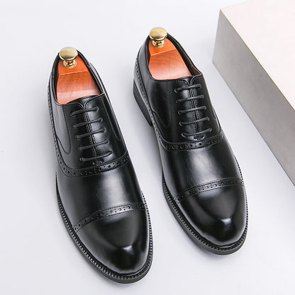 Retro Pointed Leather Shoes Men's Plus Size Brushed