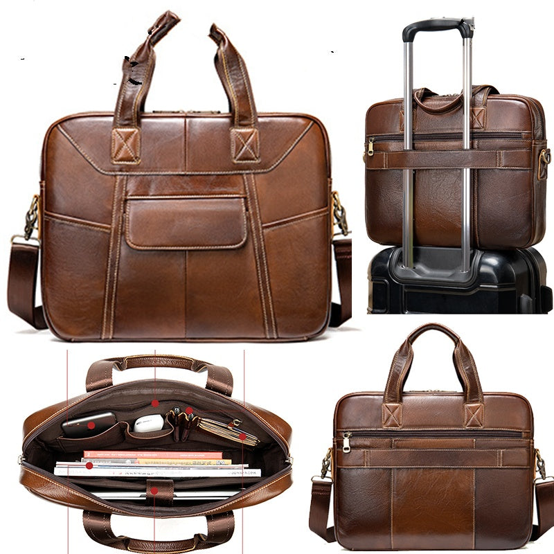 Head layer cowhide shoulder bag
 Texture: cowhide leather
 
 Material: first layer cowhide
 
 Closed way: zipper
 
 Color classification: M8525 brown, Y0403 brown
 
 Backpack method: single shouldWomen"s Purses and HandbagsShoparamas.comHead layer cowhide shoulder bag