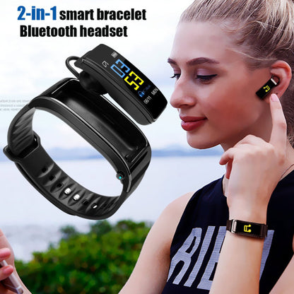 Smart Bracelet Bluetooth Headset Two In One Separate Heart Rate And Bl
 Overview:


 Uses advanced sensors to monitor your heart rate, calories burned, steps, and blood pressure smart bracelet talk band, 2-in-1 Smart Bracelet with Blue0Shoparamas.comSmart Bracelet Bluetooth Headset