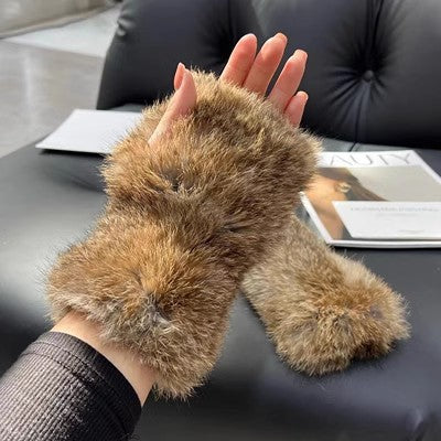 Sweet Warm And Thickened Rex Rabbit Fur Gloves
 Product information:
 
 Fabric name: rabbit fur
 
 Color: red, khaki, black, white, nude pink, beige, gray, flower blue, purple blue, flower yellow pink, dark browClothing & Apparel for WomenShoparamas.comThickened Rex Rabbit Fur Gloves