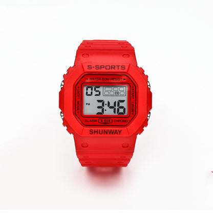 Waterproof Luminous Small Square Student Electronic Watch
 Product information:
 
 Display type: number
 
 Style: Sports
 
 Waterproof performance: 50m
 
 Movement type: electronic
 
 Dial diameter: 44mm
 
 Thickness: 14.50Shoparamas.comWaterproof Luminous Small Square Student Electronic Watch