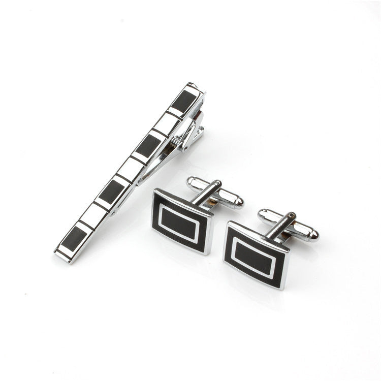 Men's Business Formal Enamel Tie Clip Set Cufflink Set
 Product information:
 


 Material: Copper
 
 Style: simple and modern
 
 Style: Men's
 
 Treatment process: electroplating
 
 Color: silver
 
 Material type: meta0Shoparamas.comBusiness Formal Enamel Tie Clip Set Cufflink Set