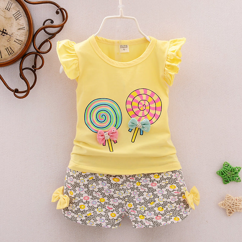 Girls Cartoon Two-Piece Korean Children's Clothing Cotton Girls Issued On Behalf Of