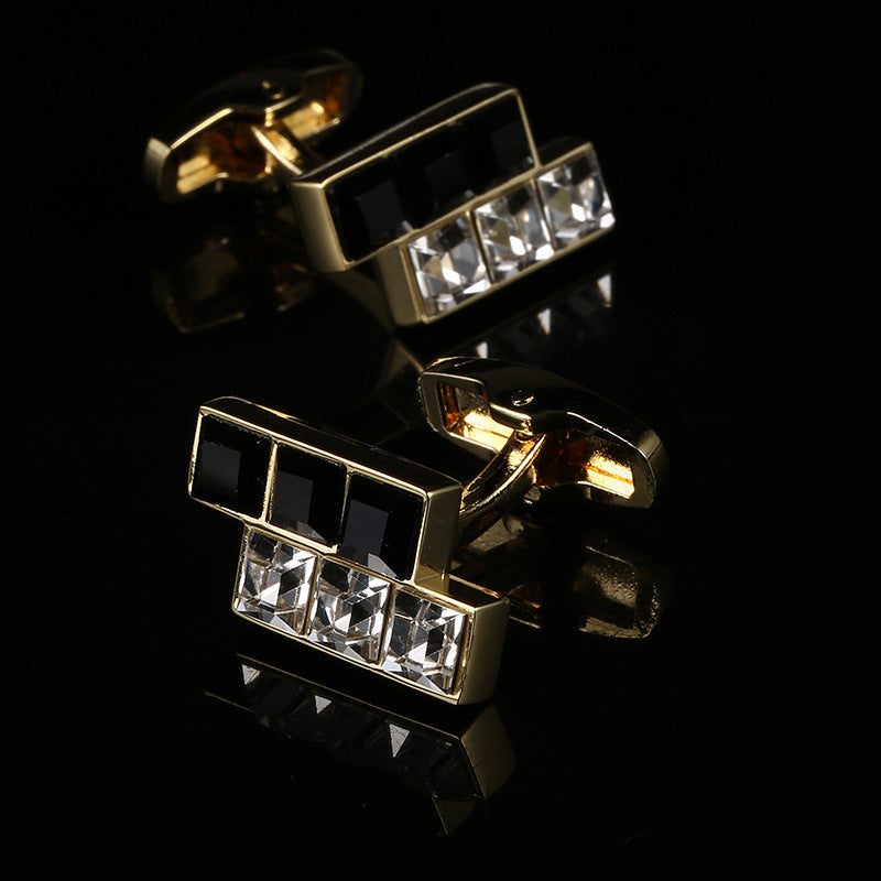 European And American Men's Black And White Crystal Cufflinks
 Product information:
 


 Material: Copper
 
 Style: European and American
 
 Style: Men's
 
 Modeling: Geometry
 
 Treatment process: electroplating
 
 Packaging:0Shoparamas.comWhite Crystal Cufflinks