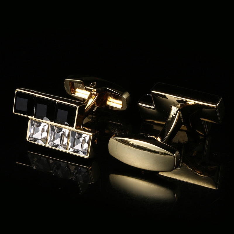 European And American Men's Black And White Crystal Cufflinks
 Product information:
 


 Material: Copper
 
 Style: European and American
 
 Style: Men's
 
 Modeling: Geometry
 
 Treatment process: electroplating
 
 Packaging:0Shoparamas.comWhite Crystal Cufflinks