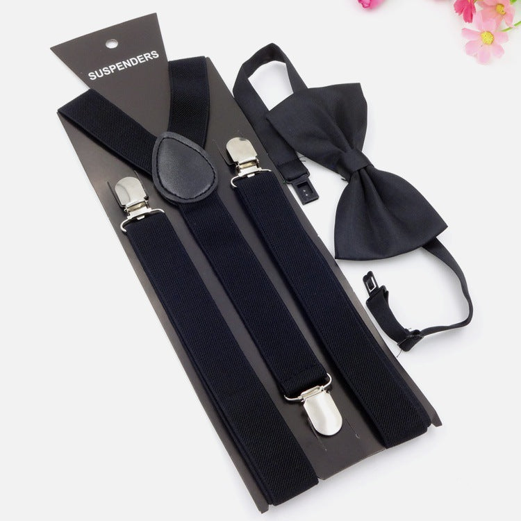 Men's Back Tie Bow Tie Suspenders
 Product information:


 Product category: strap
 
 Applicable gender: neutral/male and female
 
 Applicable age: adult
 
 Material: Elastic webbing
 
 Fastening me0Shoparamas.comBack Tie Bow Tie Suspenders