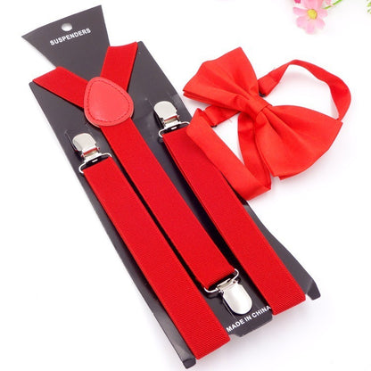 Men's Back Tie Bow Tie Suspenders
 Product information:


 Product category: strap
 
 Applicable gender: neutral/male and female
 
 Applicable age: adult
 
 Material: Elastic webbing
 
 Fastening me0Shoparamas.comBack Tie Bow Tie Suspenders