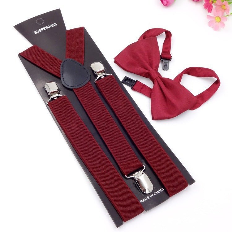 Men's Back Tie Bow Tie Suspenders
 Product information:


 Product category: strap
 
 Applicable gender: neutral/male and female
 
 Applicable age: adult
 
 Material: Elastic webbing
 
 Fastening me0Shoparamas.comBack Tie Bow Tie Suspenders