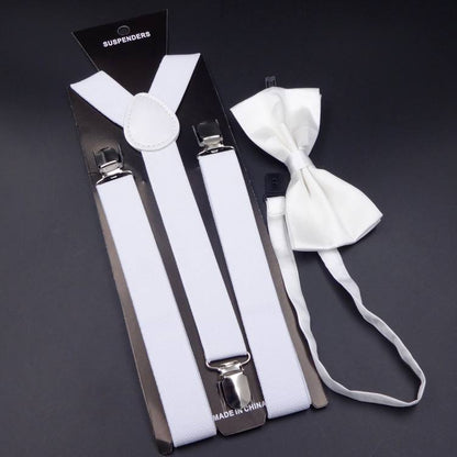 Men's Back Tie Bow Tie Suspenders
 Product information:


 Product category: strap
 
 Applicable gender: neutral/male and female
 
 Applicable age: adult
 
 Material: Elastic webbing
 
 Fastening me0Shoparamas.comBack Tie Bow Tie Suspenders