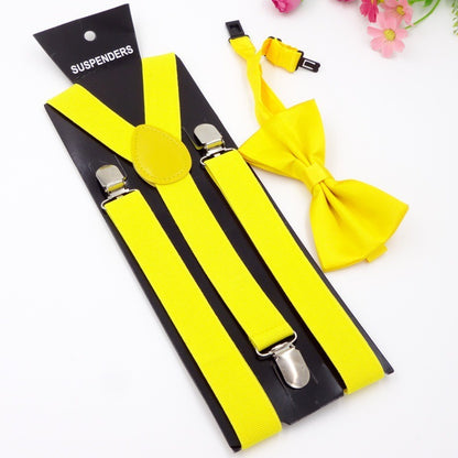 Men's Back Tie Bow Tie Suspenders
 Product information:


 Product category: strap
 
 Applicable gender: neutral/male and female
 
 Applicable age: adult
 
 Material: Elastic webbing
 
 Fastening me0Shoparamas.comBack Tie Bow Tie Suspenders