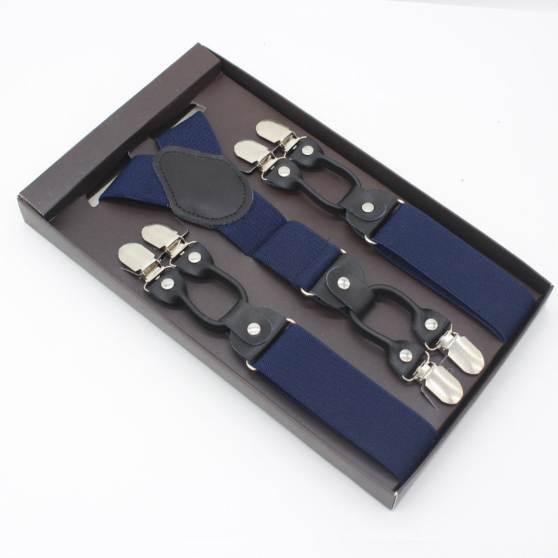 Gift Box Business Men Adult Sling Strap
 Product information
 
 Material: Elastic band
 
 Product specifications: 3.5 * 110cm
 
 Number of strap clips: 6 clips
 
 Whether the length can be adjusted: yes
 Clothing & Apparel for MenShoparamas.comGift Box Business Men Adult Sling Strap