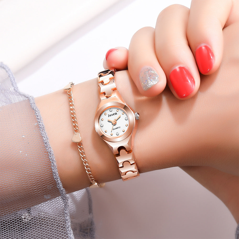 Small And Fine Bracelet Quartz Ladies Watch
 Product Information:
 
 Applicable people: Female
 
 Style: fashion
 
 Whether the source of patent: No
 
 Waterproof: No
 
 Movement type: Quartz
 
 Movement mode0Shoparamas.comFine Bracelet Quartz Ladies Watch