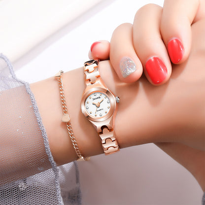 Small And Fine Bracelet Quartz Ladies Watch
 Product Information:
 
 Applicable people: Female
 
 Style: fashion
 
 Whether the source of patent: No
 
 Waterproof: No
 
 Movement type: Quartz
 
 Movement mode0Shoparamas.comFine Bracelet Quartz Ladies Watch