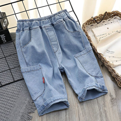 Summer Thin Middle School Children''s Cotton Ice Children''s Pants Loose