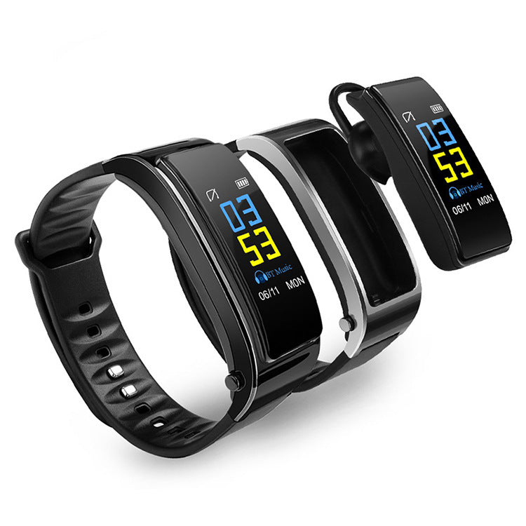 Smart Bracelet Bluetooth Headset Two In One Separate Heart Rate And Bl
 Overview:


 Uses advanced sensors to monitor your heart rate, calories burned, steps, and blood pressure smart bracelet talk band, 2-in-1 Smart Bracelet with Blue0Shoparamas.comSmart Bracelet Bluetooth Headset