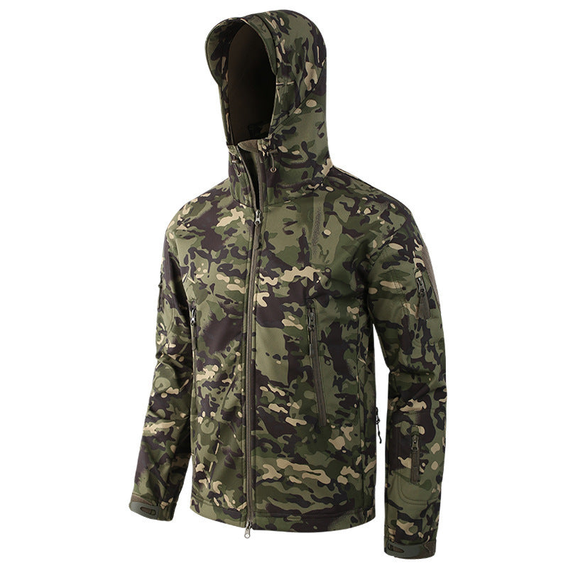 Shark skin soft shell men's sport camouflage suit