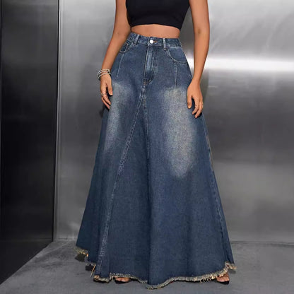 Retro Washed All-matching Jeans Women's Skirt Length