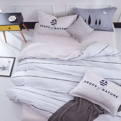 Pure cotton four-piece set cotton bed linen duvet cover single
 Bedding fabric: pure cotton
 
 Fabric density: other
 
 Fabric count: other
 
 Printing and dyeing process: Twill
 
 Weaving process: Twill
 
 Style craft: Twill
 Bedding & DecorShoparamas.com-piece set cotton bed linen duvet cover single