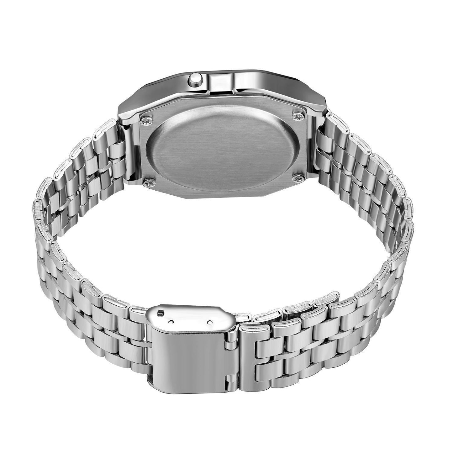 WR F91W Steel Band Electronic Watch
 Display type: Number
 
 Waterproof: No
 
 Movement type: Electronic
 
 Thickness: 10mm
 
 Dial diameter: 20mm
 
 Crown Type: Spiral Crown
 
 Mirror material: plast0Shoparamas.comWR F91W Steel Band Electronic Watch