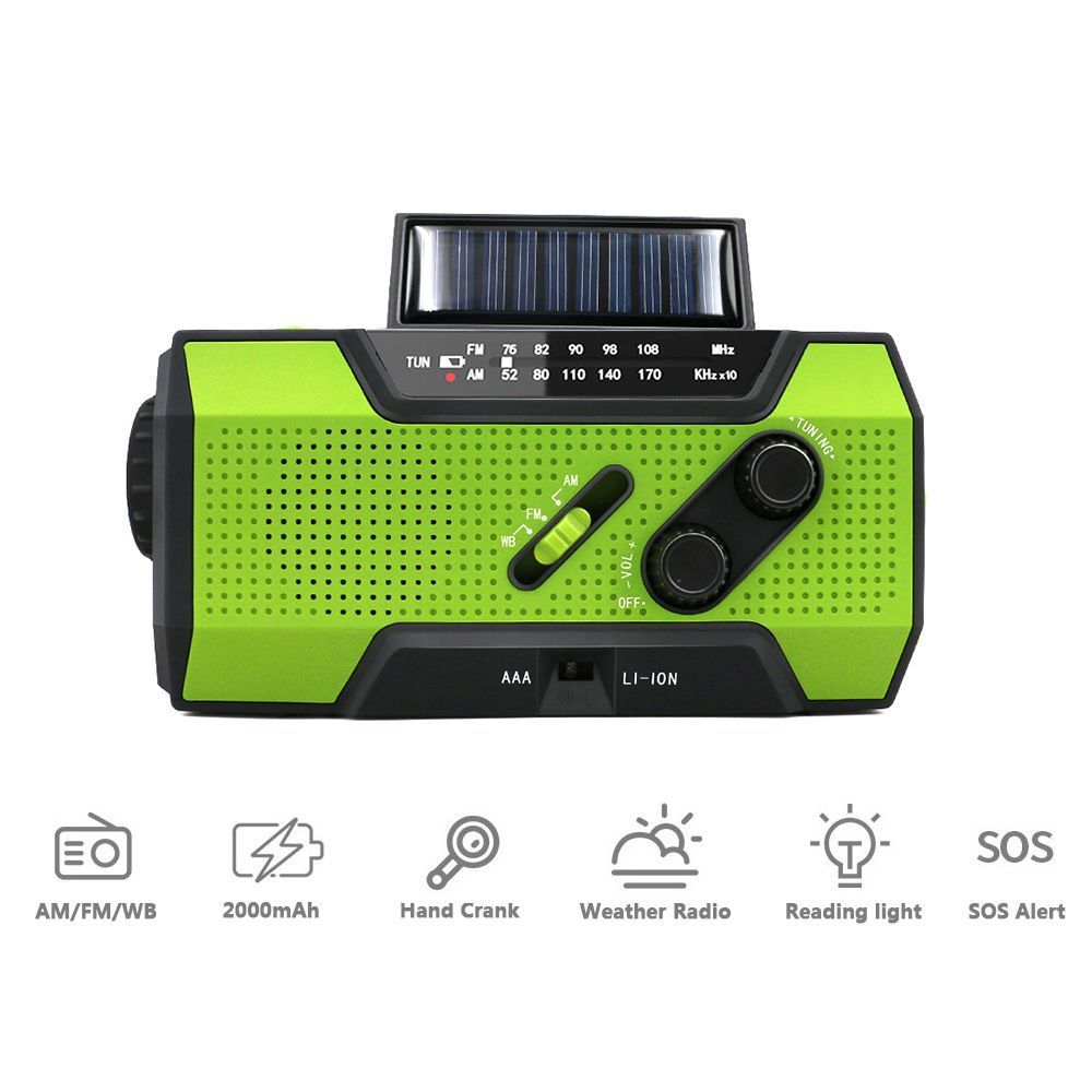 Hand crank solar radio