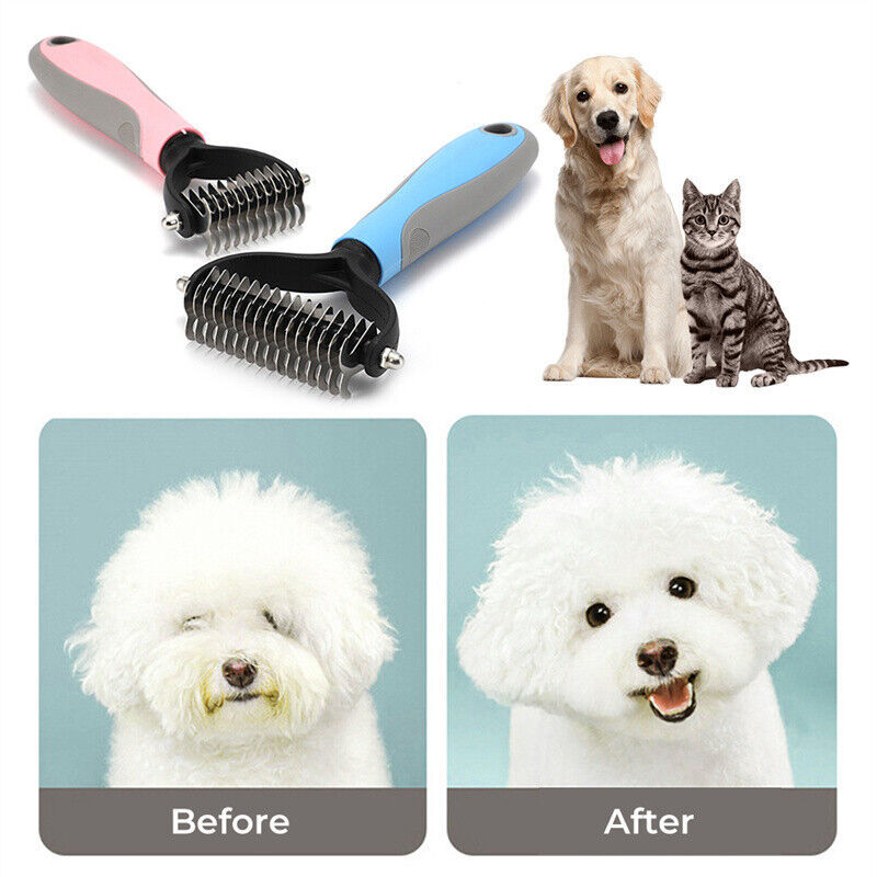 Grooming Brush For Pet Dog Cat Deshedding Tool Rake Comb Fur Remover R
 Dual-Sided Design: Start with 9 teeth side for stubborn mats and tangles and finish with 17 teeth side for thinning and de-shedding. Achieve faster and more profesPet SuppliesShoparamas.comGrooming Brush