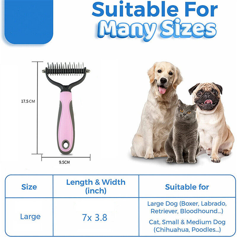 Grooming Brush For Pet Dog Cat Deshedding Tool Rake Comb Fur Remover R
 Dual-Sided Design: Start with 9 teeth side for stubborn mats and tangles and finish with 17 teeth side for thinning and de-shedding. Achieve faster and more profesPet SuppliesShoparamas.comGrooming Brush