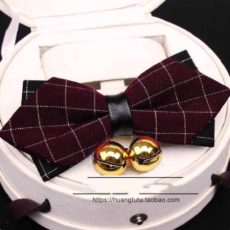 Bowknot Tie for Men
 Material: cloth
 
 Model: S—small, M—medium, L—large, XL—super large
 
 Specifications: dark red stripes (two small bells), dark red stripes (no bells), blue stripClothing & ApparelShoparamas.comBowknot Tie