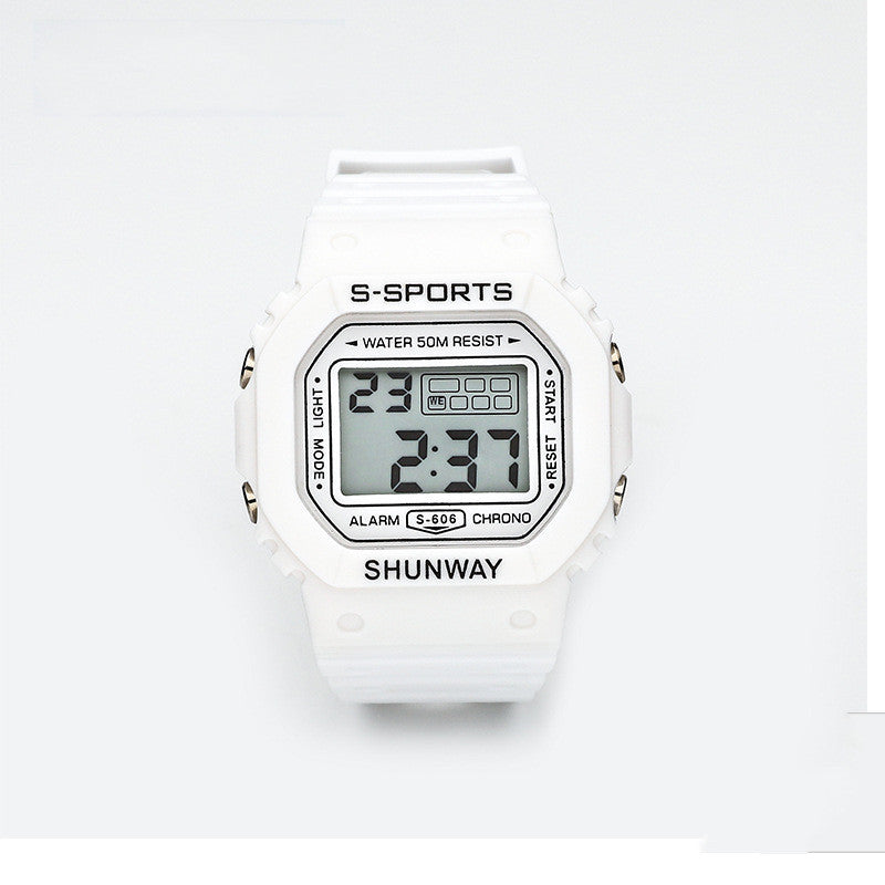 Waterproof Luminous Small Square Student Electronic Watch
 Product information:
 
 Display type: number
 
 Style: Sports
 
 Waterproof performance: 50m
 
 Movement type: electronic
 
 Dial diameter: 44mm
 
 Thickness: 14.50Shoparamas.comWaterproof Luminous Small Square Student Electronic Watch