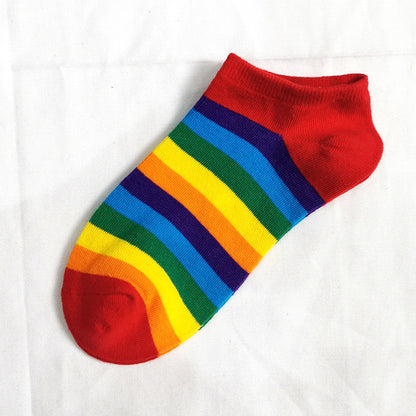 Rainbow Short Tube Low Top Doll Unisex Ins Trend Trendy Socks
 Product information:
 
 Pattern: Cartoon
 
 Color: No. 1 color, No. 2 color, No. 3 color, No. 4 color
 
 Length of socks: short tube
 
 Size: free size
 
 Fabric nClothing & Apparel for WomenShoparamas.comRainbow Short Tube Low Top Doll Unisex Ins Trend Trendy Socks