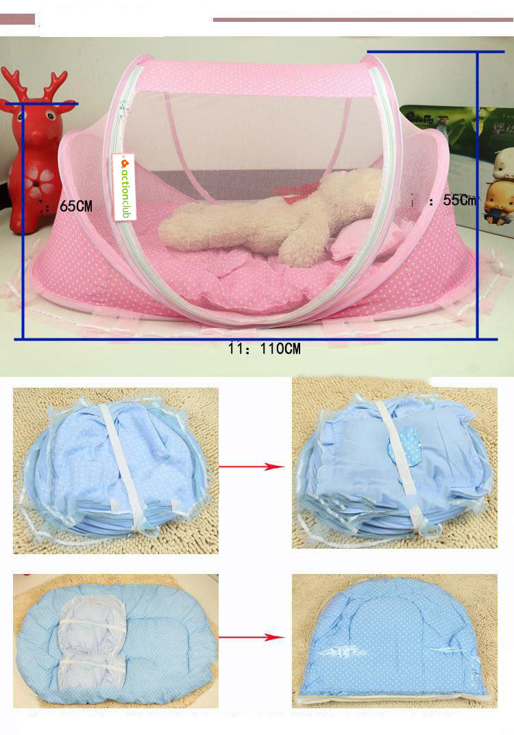 Foldable  Baby Bed Net With Pillow Net 2pieces Set
 Overview:
 
 Breathable open mesh provides a comprehensive airflow and barrier-free, soft and comfortable view for your baby to sleep and play.
 
 Equipped with a Babies & ToddlersShoparamas.comFoldable Baby Bed Net