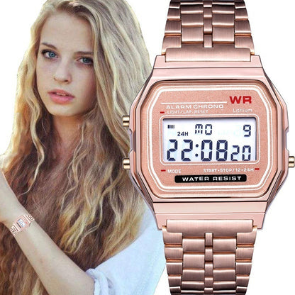 WR F91W Steel Band Electronic Watch
 Display type: Number
 
 Waterproof: No
 
 Movement type: Electronic
 
 Thickness: 10mm
 
 Dial diameter: 20mm
 
 Crown Type: Spiral Crown
 
 Mirror material: plast0Shoparamas.comWR F91W Steel Band Electronic Watch