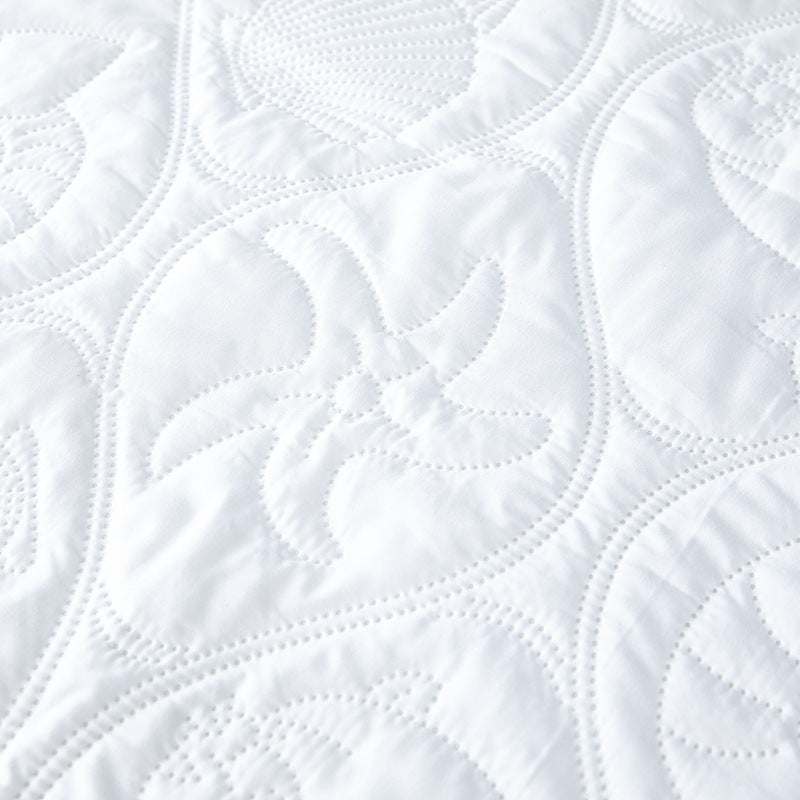 Moisture-proof mattress protector
 Product Category: Bed Cover
 
 Material: 100% polyester fiber
 
 pattern: plain
 
 Weaving process: Ultrasonic embossing
 
 Pillowcase: paired with ordinary solid Bedding & DecorShoparamas.comMoisture-proof mattress protector