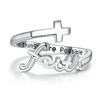 Cross Ring Sterling Silver Faith Adjustable Open Ring Jewelry.Overview:


The cross ring implies a person's lifelong faith. "Everything is possible" is engraved on the inside of the ring. Believe in your faith and your abilitieWomen's JewelryShoparamas.comCross Ring Sterling Silver Faith Adjustable Open Ring Jewelry