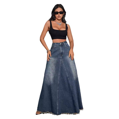 Retro Washed All-matching Jeans Women's Skirt Length