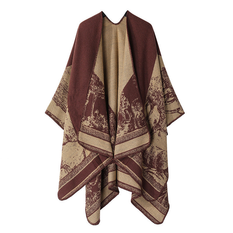 Women's Split Cloak Shawl Classical Style Double-sided Tassel Travel W
 Product information:
 
 Pattern: Graffiti
 
 Color: Court classical-black, court classical-turquoise, court classical-navy blue, court classical-khaki, court classClothing & Apparel for WomenShoparamas.comWomen'