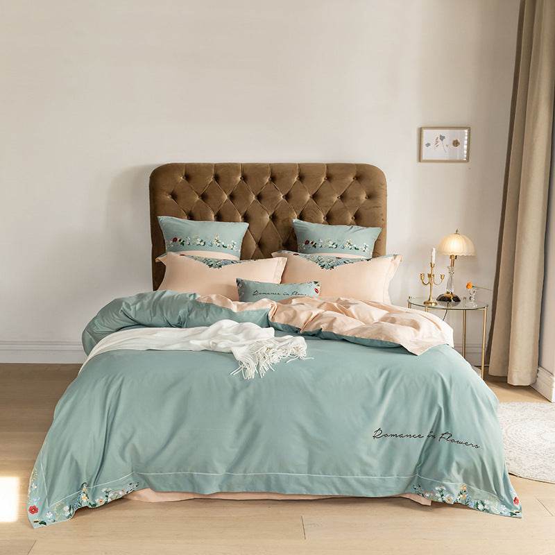 Cotton Bed Linen Embroidered Quilt Cover Bedding
 Product information:
 
 Fabric density: 200X95
 
 Fabric count: 60
 
 Printing and dyeing process: reactive printing and dyeing
 
 Style: sheet type/bed sheet typeBedding DecorShoparamas.comCotton Bed Linen Embroidered Quilt Cover Bedding