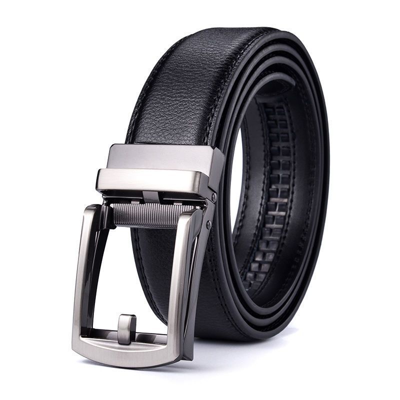 Men's Leather Belt Automatic Buckle Two-layer Cowhide
 Product information:
 
 Treatment Process: Hollow
 
 Width: ordinary (2-4cm)
 
 Color: Black reverse pull buckle, Brown reverse pull buckle
 
 Belt buckle material0Shoparamas.comLeather Belt Automatic Buckle