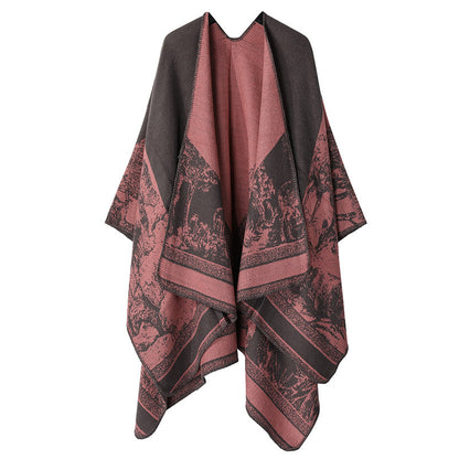 Women's Split Cloak Shawl Classical Style Double-sided Tassel Travel W
 Product information:
 
 Pattern: Graffiti
 
 Color: Court classical-black, court classical-turquoise, court classical-navy blue, court classical-khaki, court classClothing & Apparel for WomenShoparamas.comWomen'