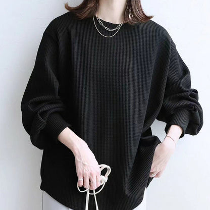 Loose Casual High-grade Waffle Bottoming Shirt