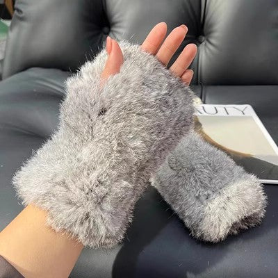 Sweet Warm And Thickened Rex Rabbit Fur Gloves
 Product information:
 
 Fabric name: rabbit fur
 
 Color: red, khaki, black, white, nude pink, beige, gray, flower blue, purple blue, flower yellow pink, dark browClothing & Apparel for WomenShoparamas.comThickened Rex Rabbit Fur Gloves