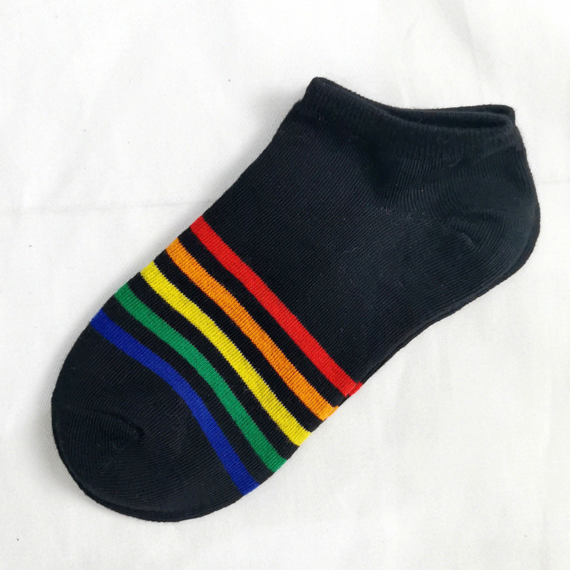 Rainbow Short Tube Low Top Doll Unisex Ins Trend Trendy Socks
 Product information:
 
 Pattern: Cartoon
 
 Color: No. 1 color, No. 2 color, No. 3 color, No. 4 color
 
 Length of socks: short tube
 
 Size: free size
 
 Fabric nClothing & Apparel for WomenShoparamas.comRainbow Short Tube Low Top Doll Unisex Ins Trend Trendy Socks