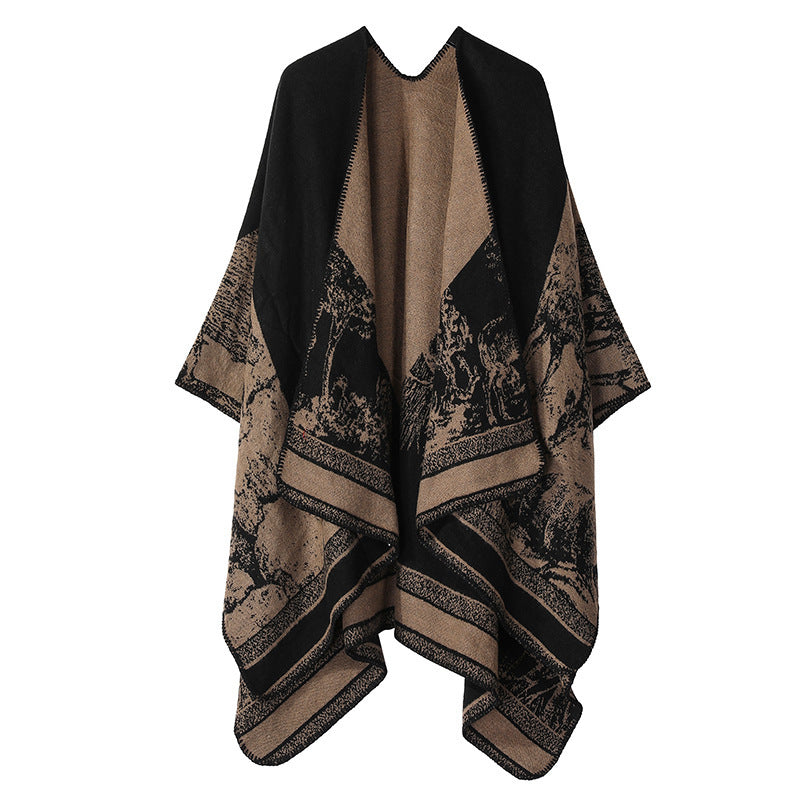 Women's Split Cloak Shawl Classical Style Double-sided Tassel Travel W
 Product information:
 
 Pattern: Graffiti
 
 Color: Court classical-black, court classical-turquoise, court classical-navy blue, court classical-khaki, court classClothing & Apparel for WomenShoparamas.comWomen'