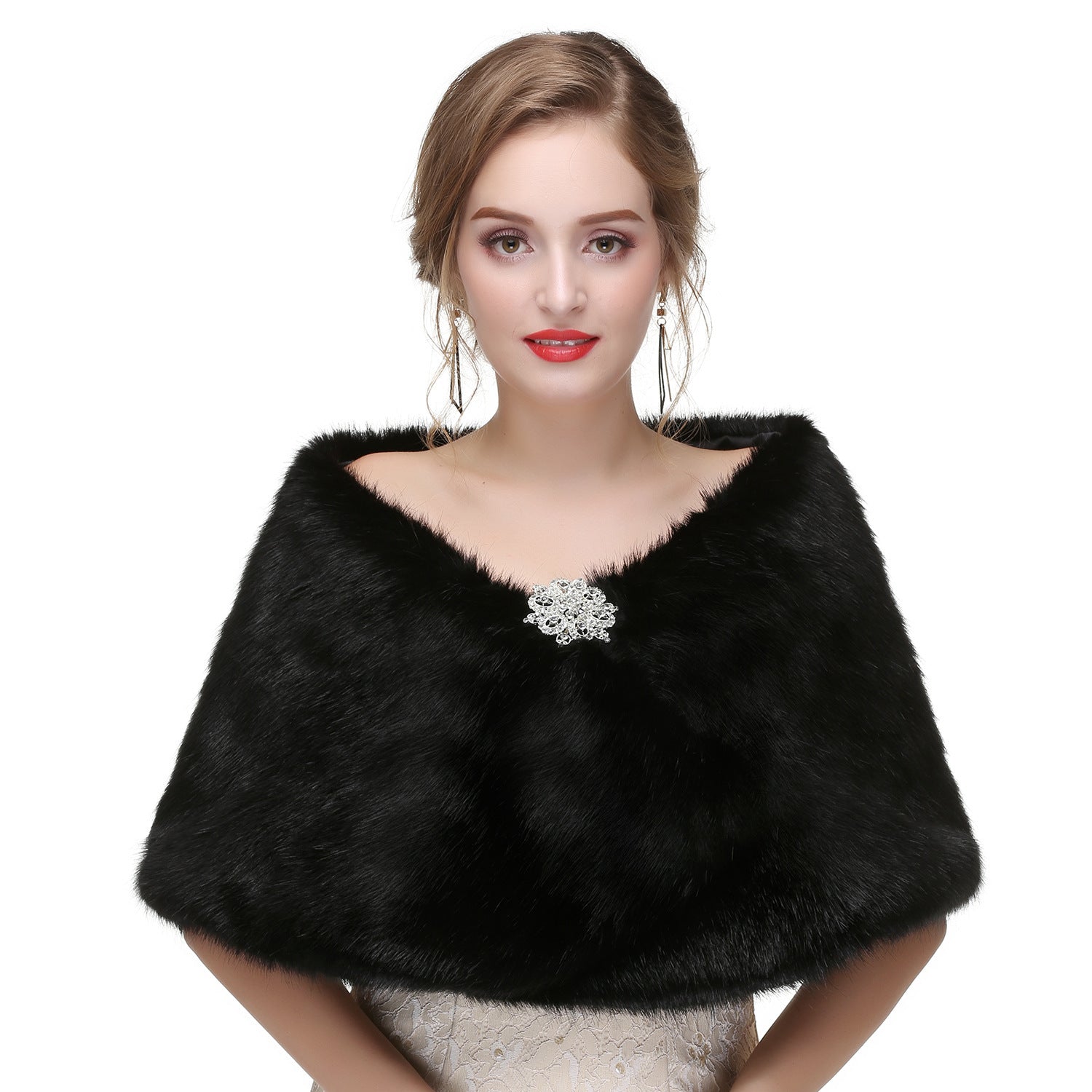 High-end Wedding Dress Winter Warm Fur Shawl
 Product information:
 
 Pattern: Monochrome
 
 Color: black, white, light gray, Burgundy, dark gray
 
 Applicable Gender: Female
 
 Inventory Type: whole transactiClothing & Apparel for WomenShoparamas.comHigh-end Wedding Dress Winter Warm Fur Shawl