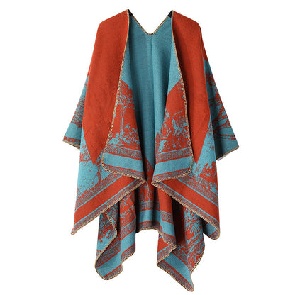 Women's Split Cloak Shawl Classical Style Double-sided Tassel Travel W
 Product information:
 
 Pattern: Graffiti
 
 Color: Court classical-black, court classical-turquoise, court classical-navy blue, court classical-khaki, court classClothing & Apparel for WomenShoparamas.comWomen'