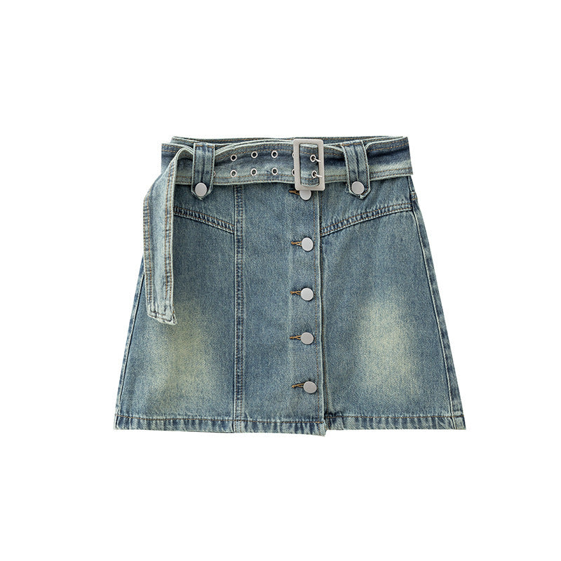 Belt Design Sense Denim Skirt Female