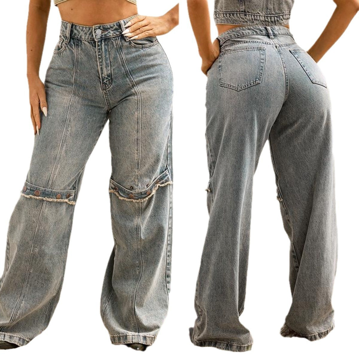 Y2k Baggy Wide Leg Jeans Women Vintage Streetwear Washed Denim Pants Grunge Basic Slouchy Trousers