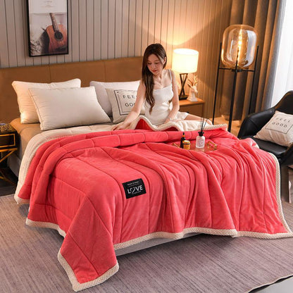 Thick Warm Winter Bed Blankets Wool Blanket Bedspread
 
 Product information :
 
 
 Color: cashmere+flannel [blue-gray] cashmere+flannel [gray] cashmere+flannel [blue] cashmere+flannel [pink] cashmere+flannel [fruit grBedding & DecorShoparamas.comThick Warm Winter Bed Blankets Wool Blanket Bedspread