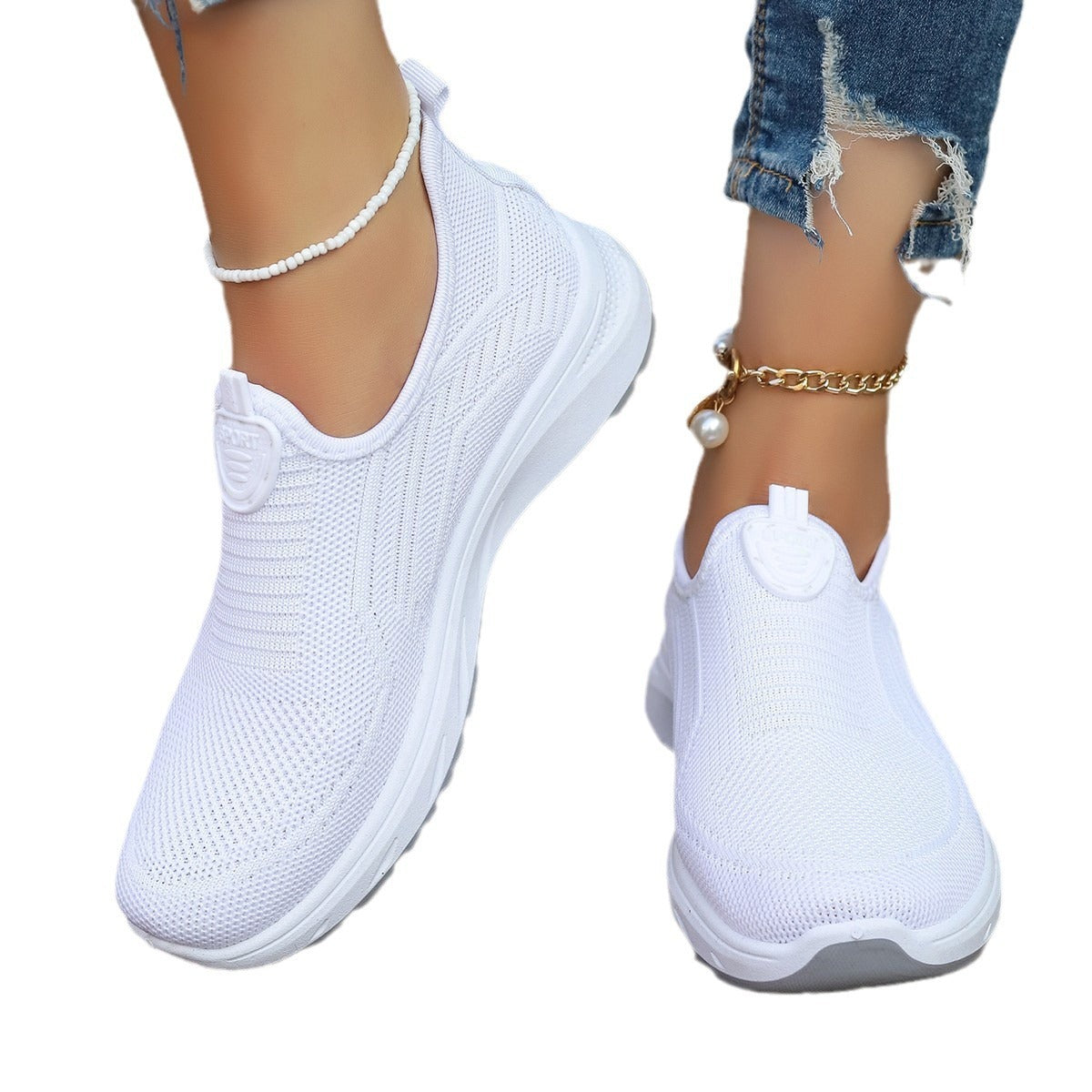 Women's Soft Bottom Slip-on Flyknit Breathable Casual Shoes